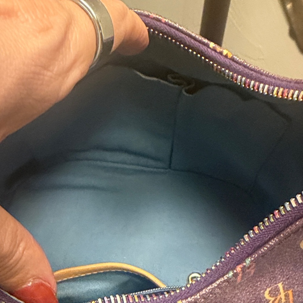 Vintage Y2K Dooney & Bourke Small  Rainbow Zipper Monogram Shoulder Bag - Picture 8 of 14